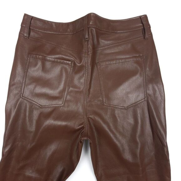 NEW Chicos Straight Faux Leather High Rise Ankle Pants 8 Chocolate Brown Minimal - Picture 6 of 8